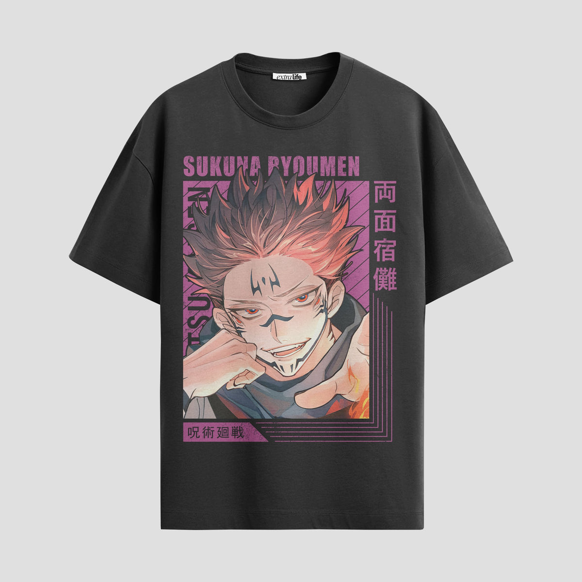 Playera urbana de anime y gaming ExtraLife MX, corte Classic Premium unisex ligero y transpirable en color Deep Black y Pure White, ropa de uso diario para gym y casual.