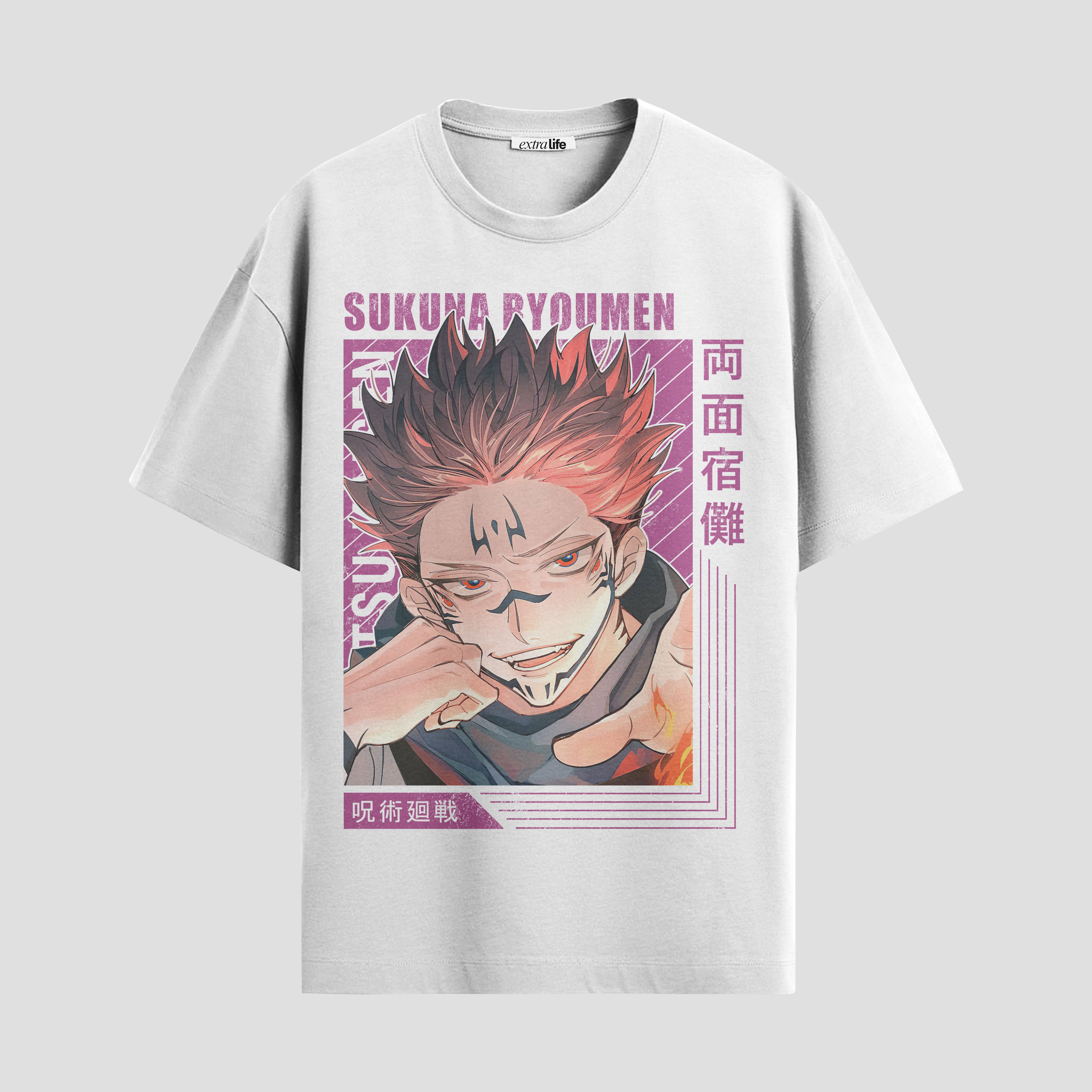 Playera urbana de anime y gaming ExtraLife MX, corte Standard Fit unisex ligero y transpirable en color Deep Black y Pure White, ropa de uso diario para gym y casual.