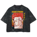 Playera streetwear premium de anime y gaming ExtraLife MX, corte boxy deluxe mineral wash heavyweight en color Acid Wash, moda urbana mexicana de culto.