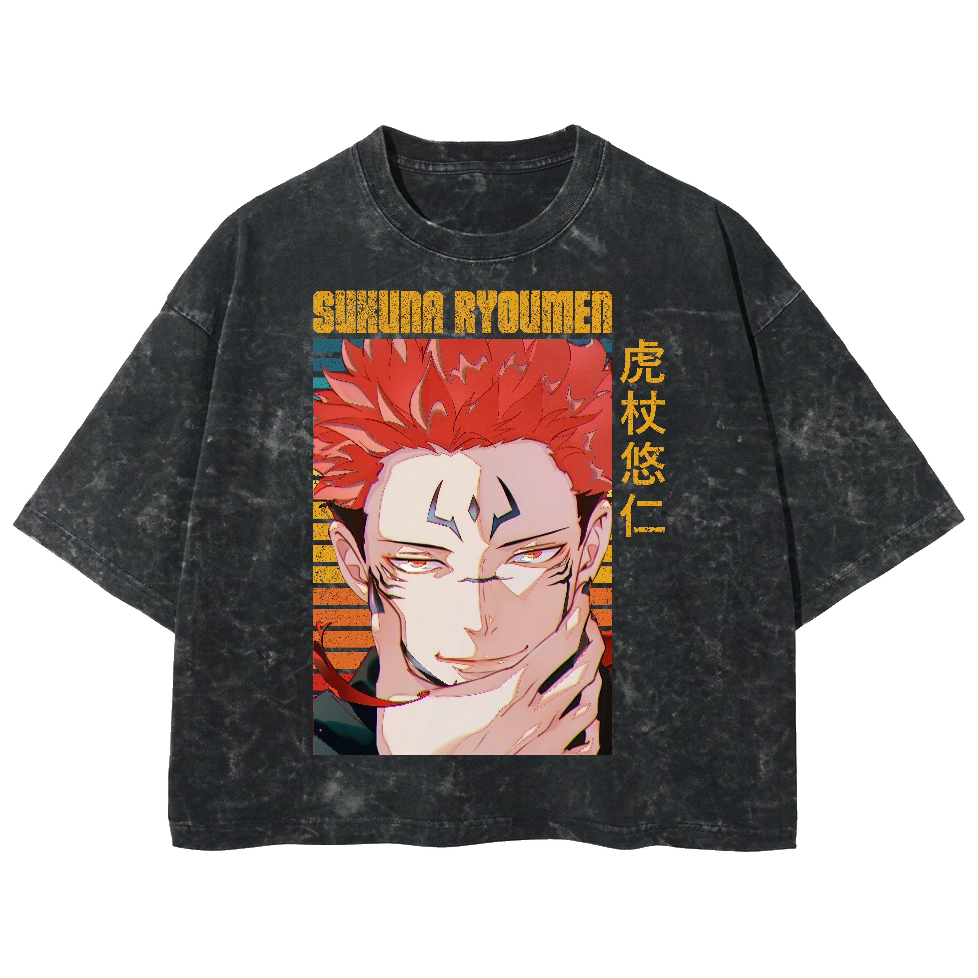 Playera streetwear premium de anime y gaming ExtraLife MX, corte boxy deluxe mineral wash heavyweight en color Acid Wash, moda urbana mexicana de culto.