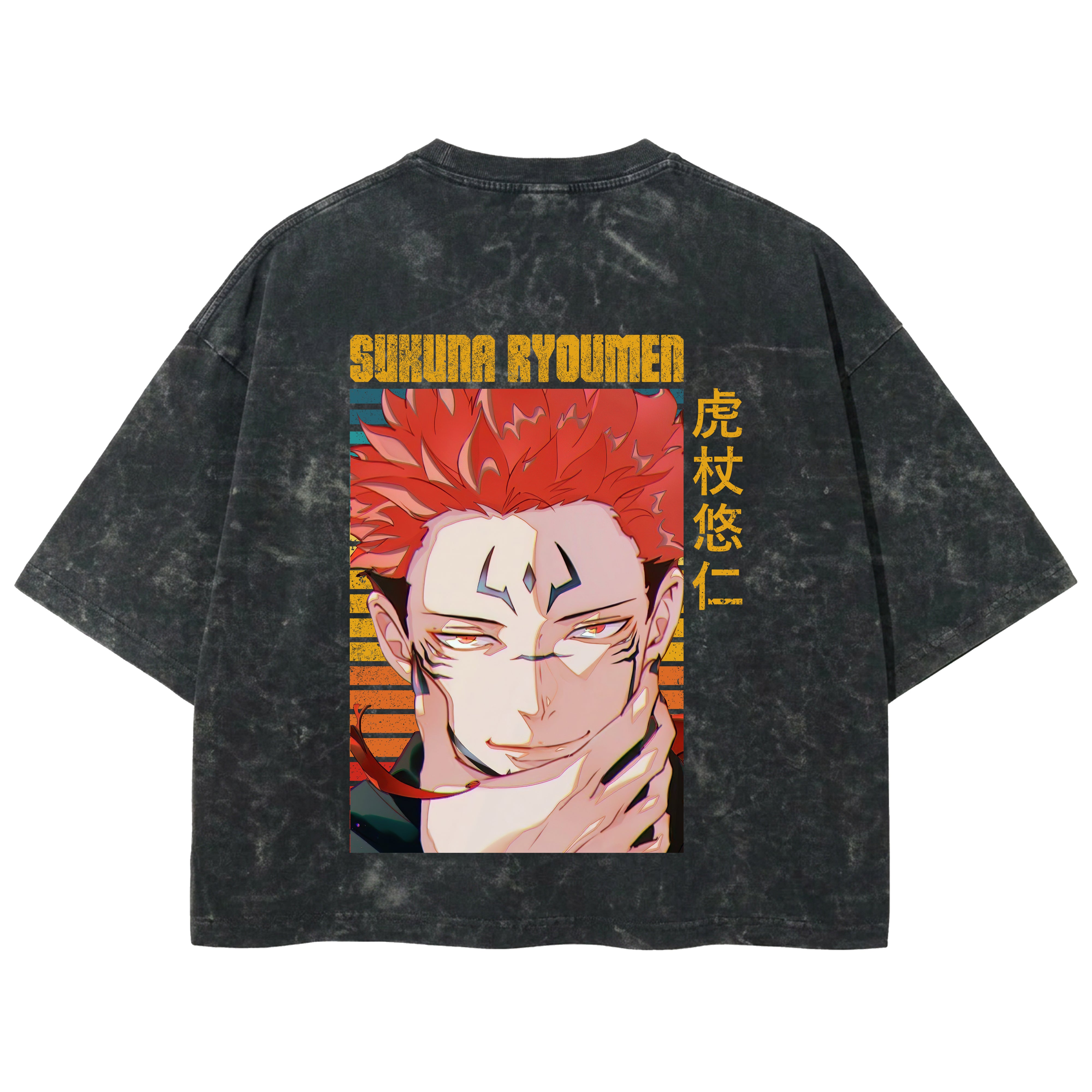 Playera streetwear premium de anime y gaming ExtraLife MX, corte boxy deluxe mineral wash heavyweight en color Acid Wash, moda urbana mexicana de culto.