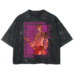 Playera streetwear premium de anime y gaming ExtraLife MX, corte boxy deluxe mineral wash heavyweight en color Acid Wash, moda urbana mexicana de culto.