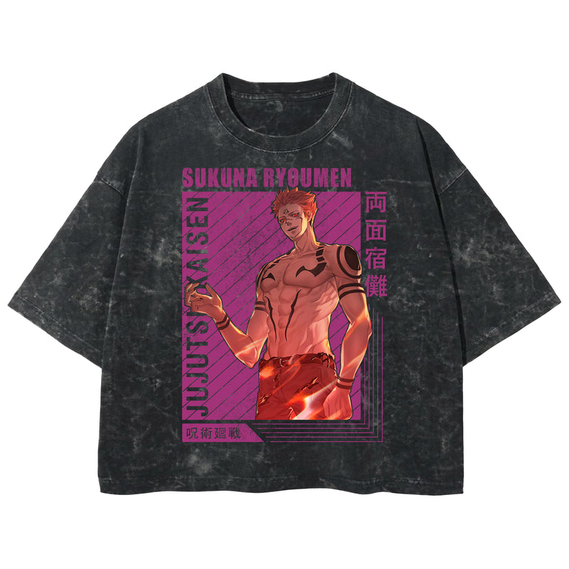 Playera streetwear premium de anime y gaming ExtraLife MX, corte boxy deluxe mineral wash heavyweight en color Acid Wash, moda urbana mexicana de culto.