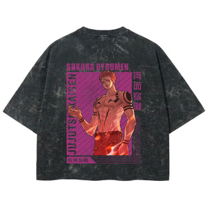 Playera streetwear premium de anime y gaming ExtraLife MX, corte boxy deluxe mineral wash heavyweight en color Acid Wash, moda urbana mexicana de culto.