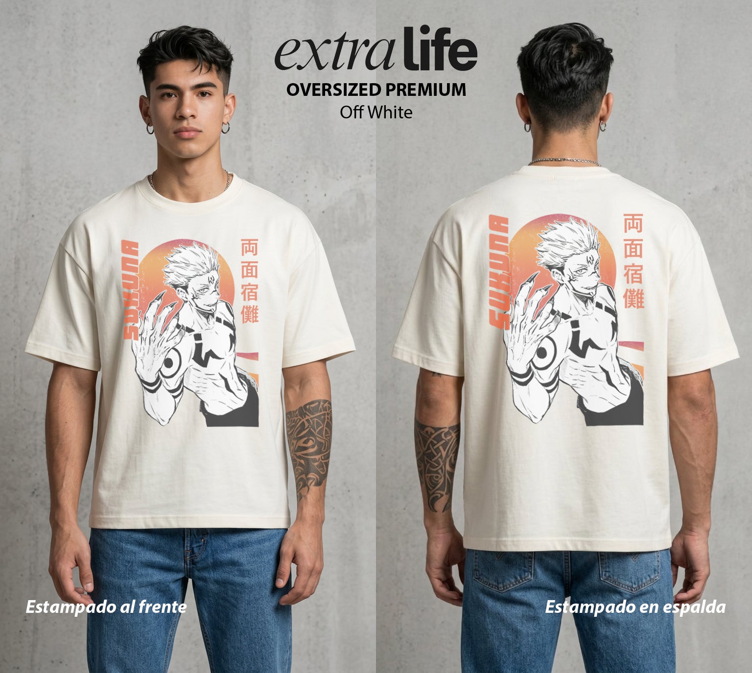 El Arte de las Maldiciones | Dedos del Rey #04219 - Playera Oversized Premium | Off White - Foto en modelo