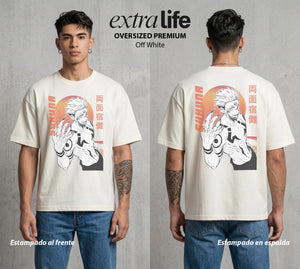 El Arte de las Maldiciones | Dedos del Rey #04219 - Playera Oversized Premium | Off White - Foto en modelo