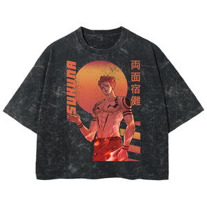 Playera streetwear premium de anime y gaming ExtraLife MX, corte boxy deluxe mineral wash heavyweight en color Acid Wash, moda urbana mexicana de culto.