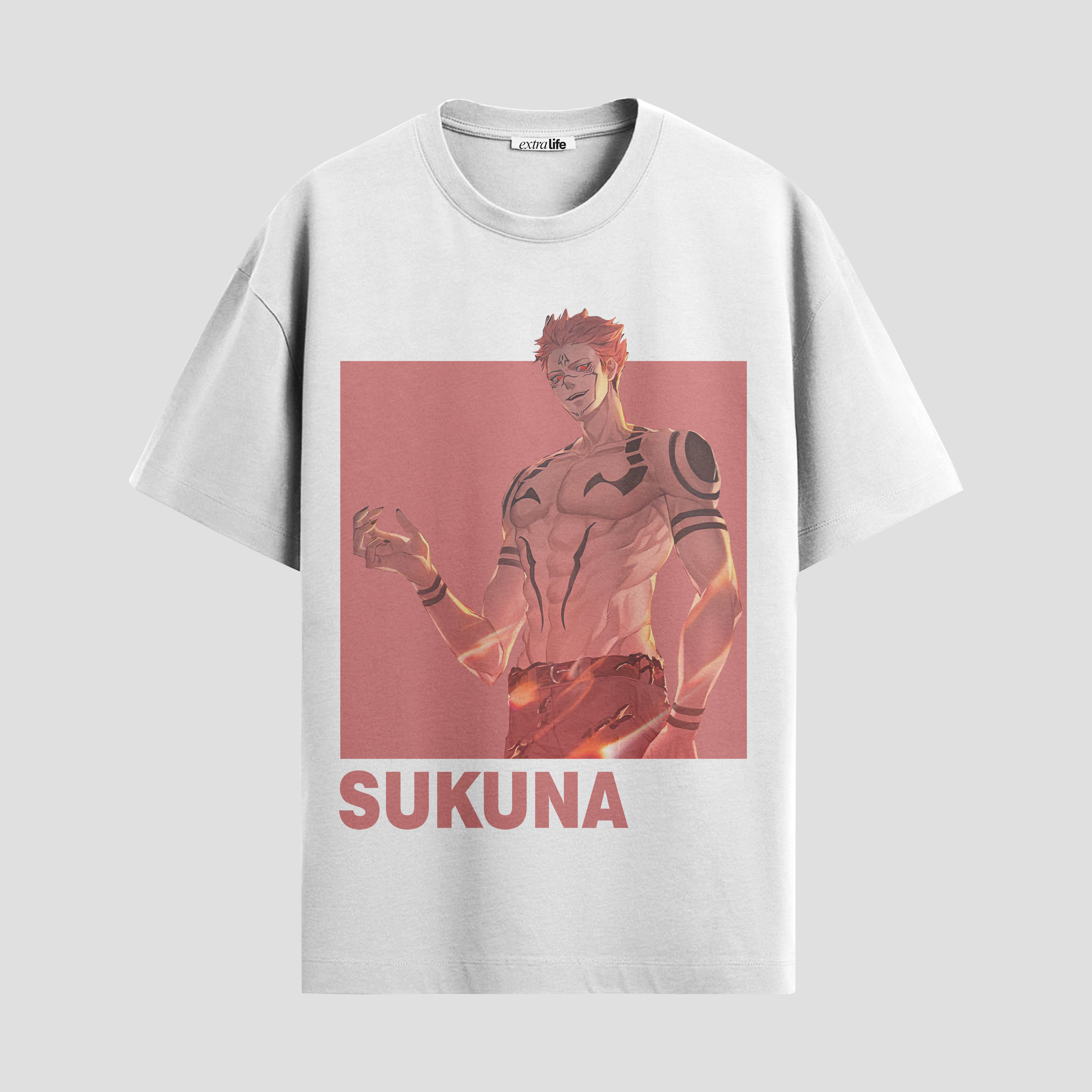 Playera urbana de anime y gaming ExtraLife MX, corte Standard Fit unisex ligero y transpirable en color Deep Black y Pure White, ropa de uso diario para gym y casual.