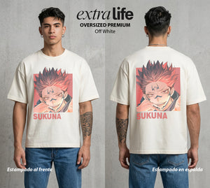 El Arte de las Maldiciones | Rey de Diez Manos #04223 - Playera Oversized Premium | Off White - Foto en modelo
