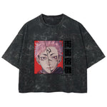 Playera streetwear premium de anime y gaming ExtraLife MX, corte boxy deluxe mineral wash heavyweight en color Acid Wash, moda urbana mexicana de culto.