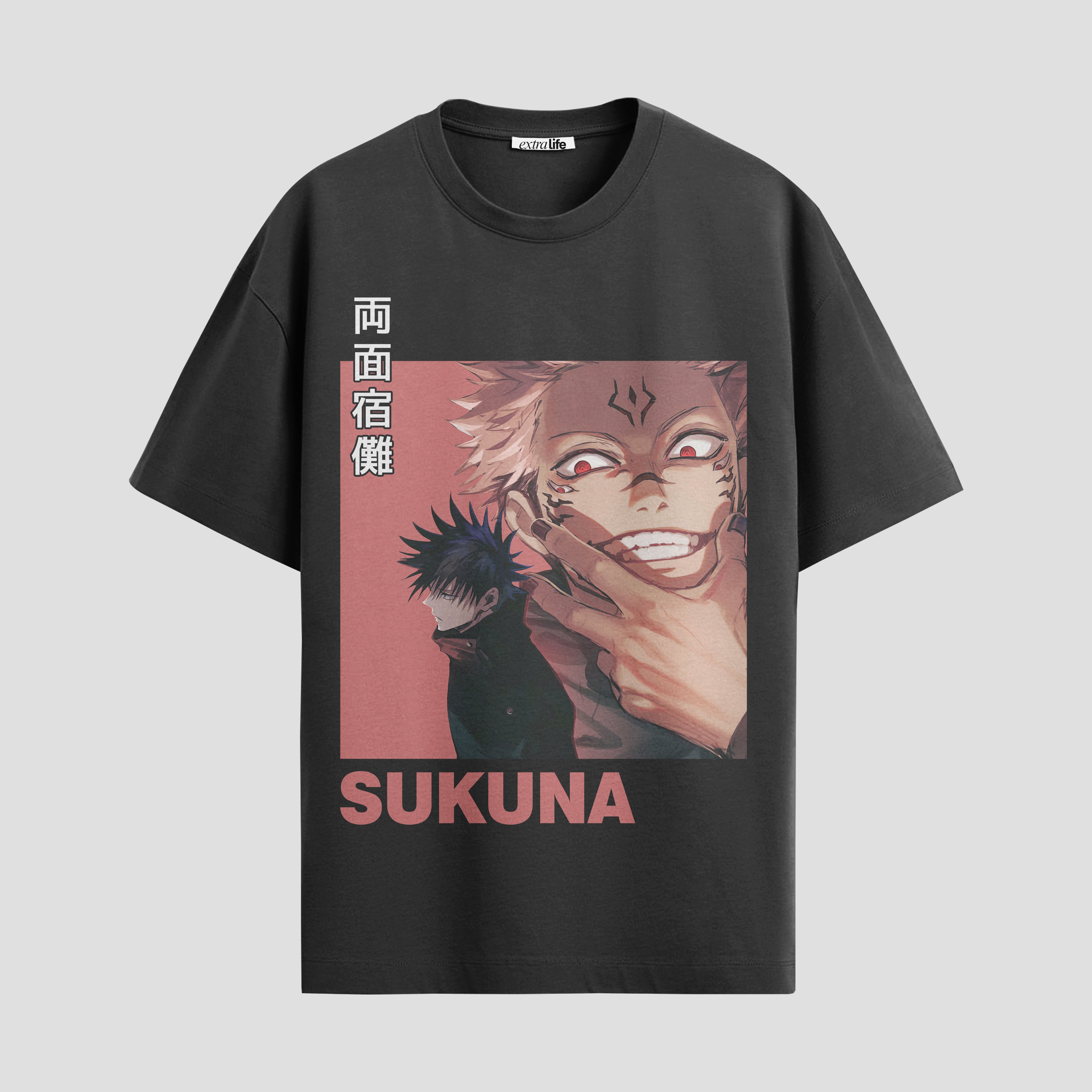 Playera urbana de anime y gaming ExtraLife MX, corte Standard Fit unisex ligero y transpirable en color Deep Black y Pure White, ropa de uso diario para gym y casual.