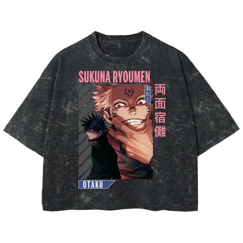 Playera streetwear premium de anime y gaming ExtraLife MX, corte boxy deluxe mineral wash heavyweight en color Acid Wash, moda urbana mexicana de culto.