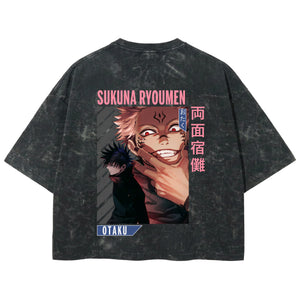 Playera streetwear premium de anime y gaming ExtraLife MX, corte boxy deluxe mineral wash heavyweight en color Acid Wash, moda urbana mexicana de culto.