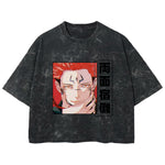 Playera streetwear premium de anime y gaming ExtraLife MX, corte boxy deluxe mineral wash heavyweight en color Acid Wash, moda urbana mexicana de culto.