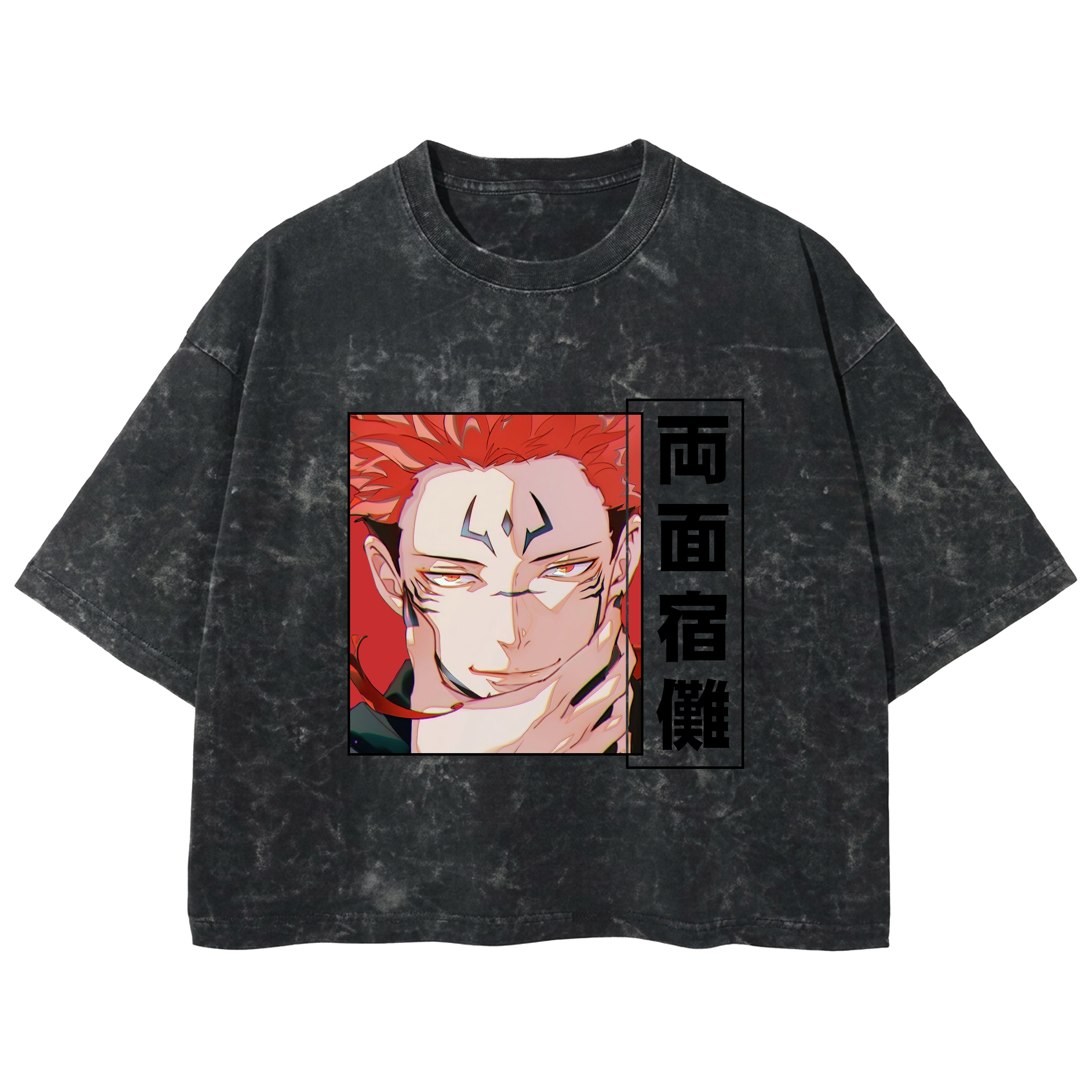 Playera streetwear premium de anime y gaming ExtraLife MX, corte boxy deluxe mineral wash heavyweight en color Acid Wash, moda urbana mexicana de culto.