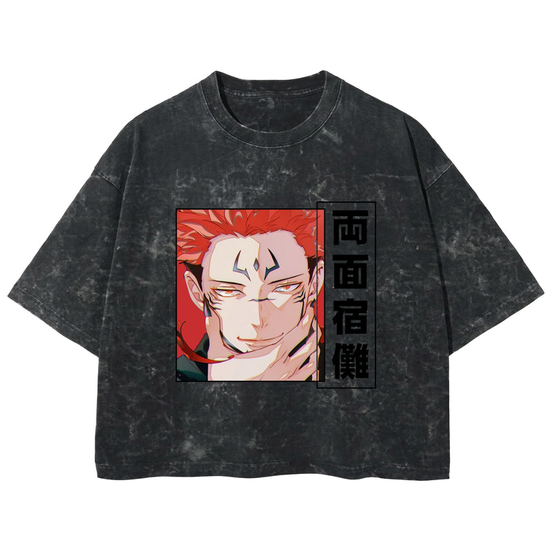 Playera streetwear premium de anime y gaming ExtraLife MX, corte boxy deluxe mineral wash heavyweight en color Acid Wash, moda urbana mexicana de culto.