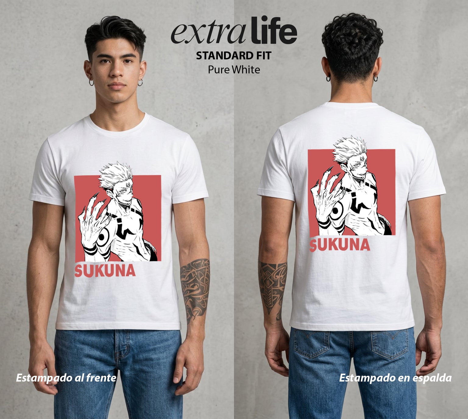 El Arte de las Maldiciones | El Ser del Caos Antiguo #04235 - Playera Standard Fit | Pure White - Foto en modelo