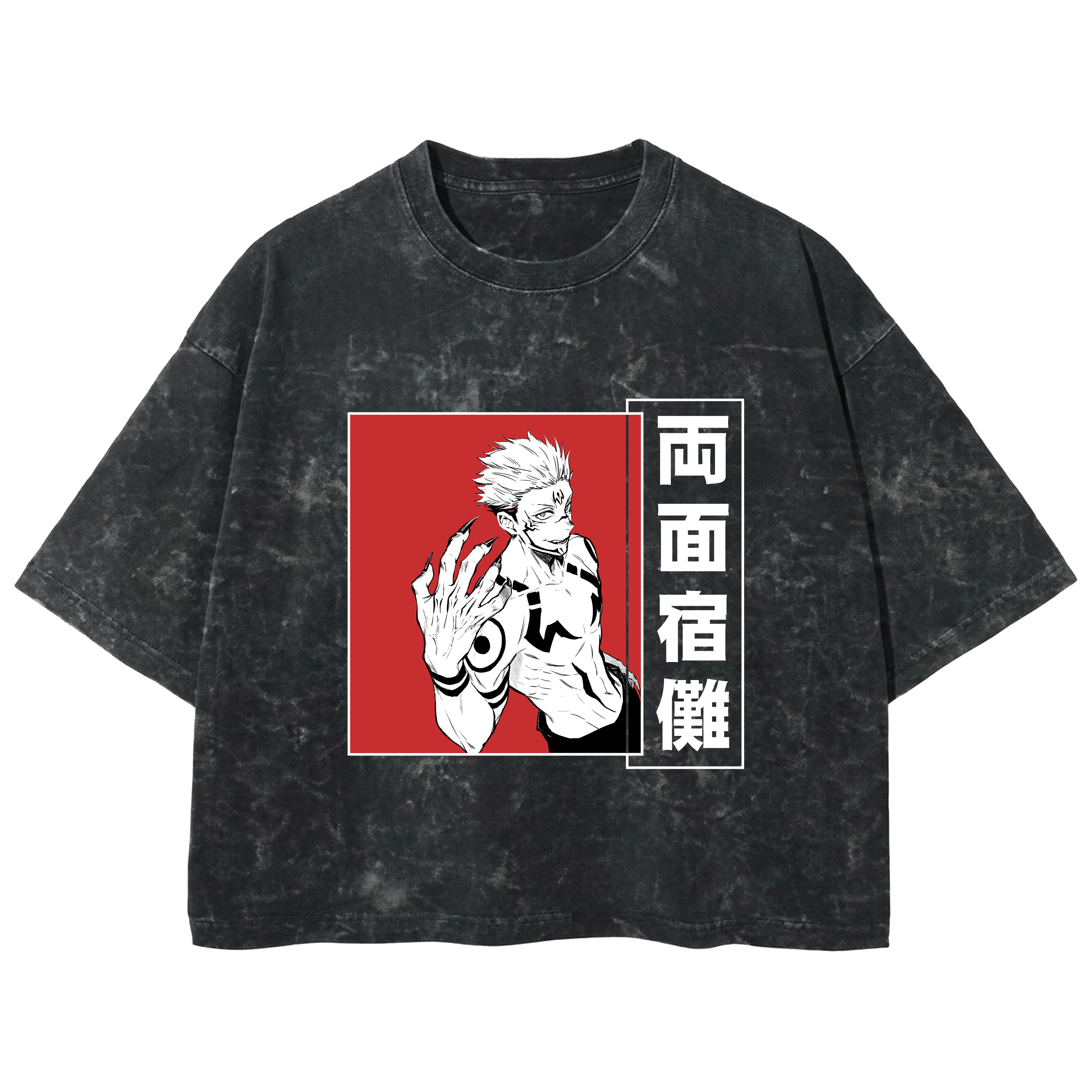 Playera streetwear premium de anime y gaming ExtraLife MX, corte boxy deluxe mineral wash heavyweight en color Acid Wash, moda urbana mexicana de culto.