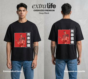 El Arte de las Maldiciones | La Maldicion Original #04237 - Playera Oversized Premium | Deep Black - Foto en modelo