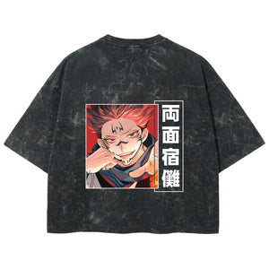 Playera streetwear premium de anime y gaming ExtraLife MX, corte boxy deluxe mineral wash heavyweight en color Acid Wash, moda urbana mexicana de culto.