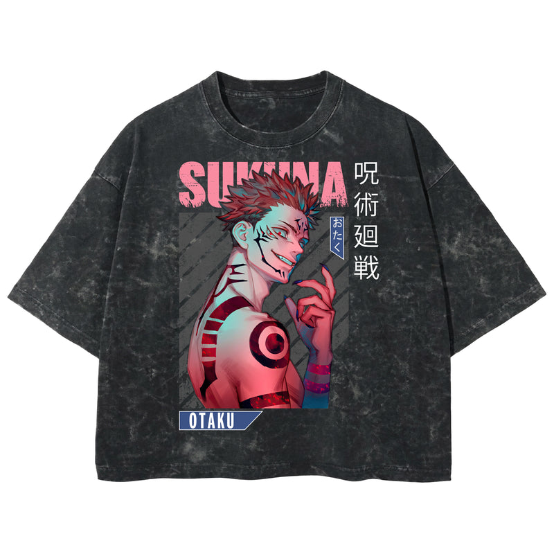 Playera streetwear premium de anime y gaming ExtraLife MX, corte boxy deluxe mineral wash heavyweight en color Acid Wash, moda urbana mexicana de culto.