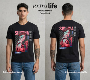 El Arte de las Maldiciones | El Caos Incarnado #04239 - Playera Standard Fit | Deep Black - Foto en modelo