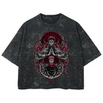 Playera streetwear premium de anime y gaming ExtraLife MX, corte boxy deluxe mineral wash heavyweight en color Acid Wash, moda urbana mexicana de culto.