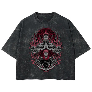 Playera streetwear premium de anime y gaming ExtraLife MX, corte boxy deluxe mineral wash heavyweight en color Acid Wash, moda urbana mexicana de culto.