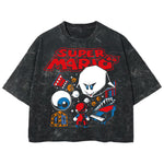 Playera streetwear premium de anime y gaming ExtraLife MX, corte boxy deluxe mineral wash heavyweight en color Acid Wash, moda urbana mexicana de culto.
