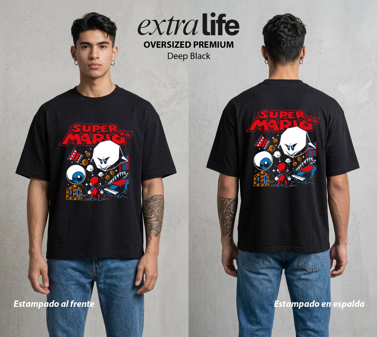 El Reino del Fontanero | El Fontanero Estelar #04242 - Playera Oversized Premium | Deep Black - Foto en modelo