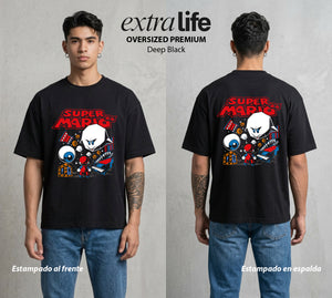 El Reino del Fontanero | El Fontanero Estelar #04242 - Playera Oversized Premium | Deep Black - Foto en modelo