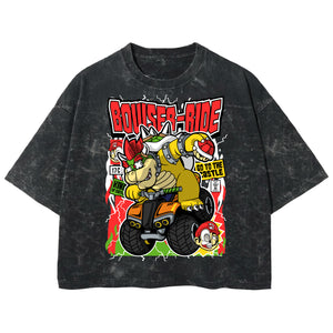 Playera streetwear premium de anime y gaming ExtraLife MX, corte boxy deluxe mineral wash heavyweight en color Acid Wash, moda urbana mexicana de culto.