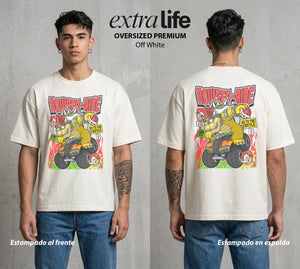 El Reino del Fontanero | El Rey del Castillo #04244 - Playera Oversized Premium | Off White - Foto en modelo