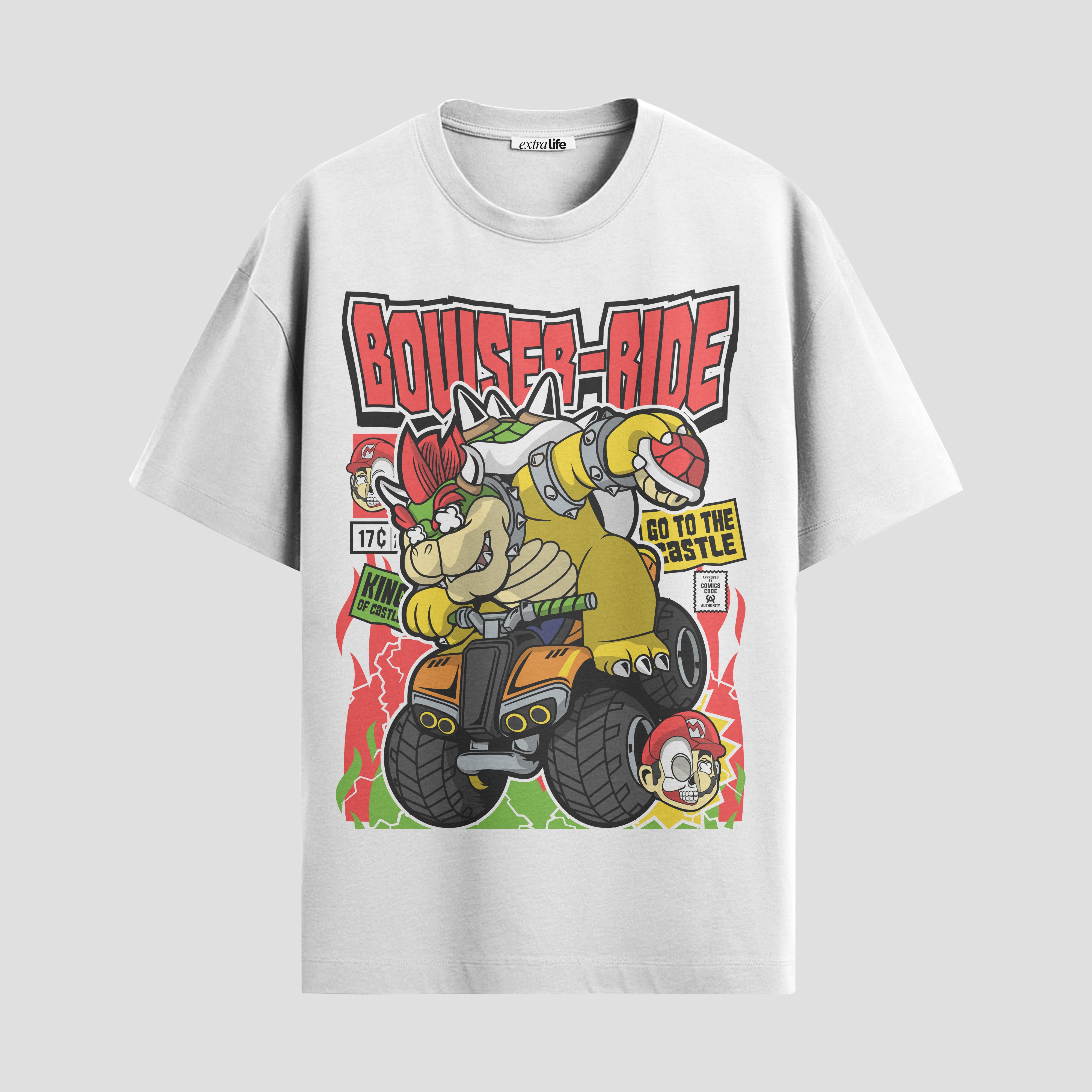 Playera urbana de anime y gaming ExtraLife MX, corte Standard Fit unisex ligero y transpirable en color Deep Black y Pure White, ropa de uso diario para gym y casual.