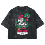 Playera streetwear premium de anime y gaming ExtraLife MX, corte boxy deluxe mineral wash heavyweight en color Acid Wash, moda urbana mexicana de culto.