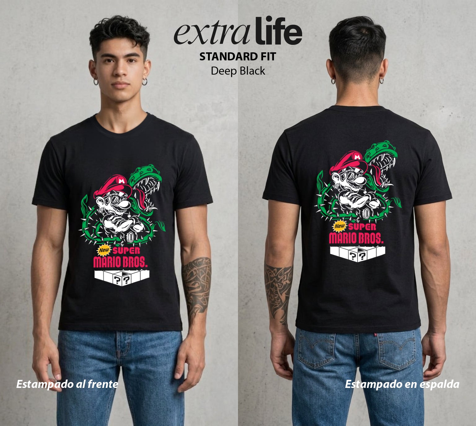 El Reino del Fontanero | El Fontanero Estelar #04245 - Playera Standard Fit | Deep Black - Foto en modelo