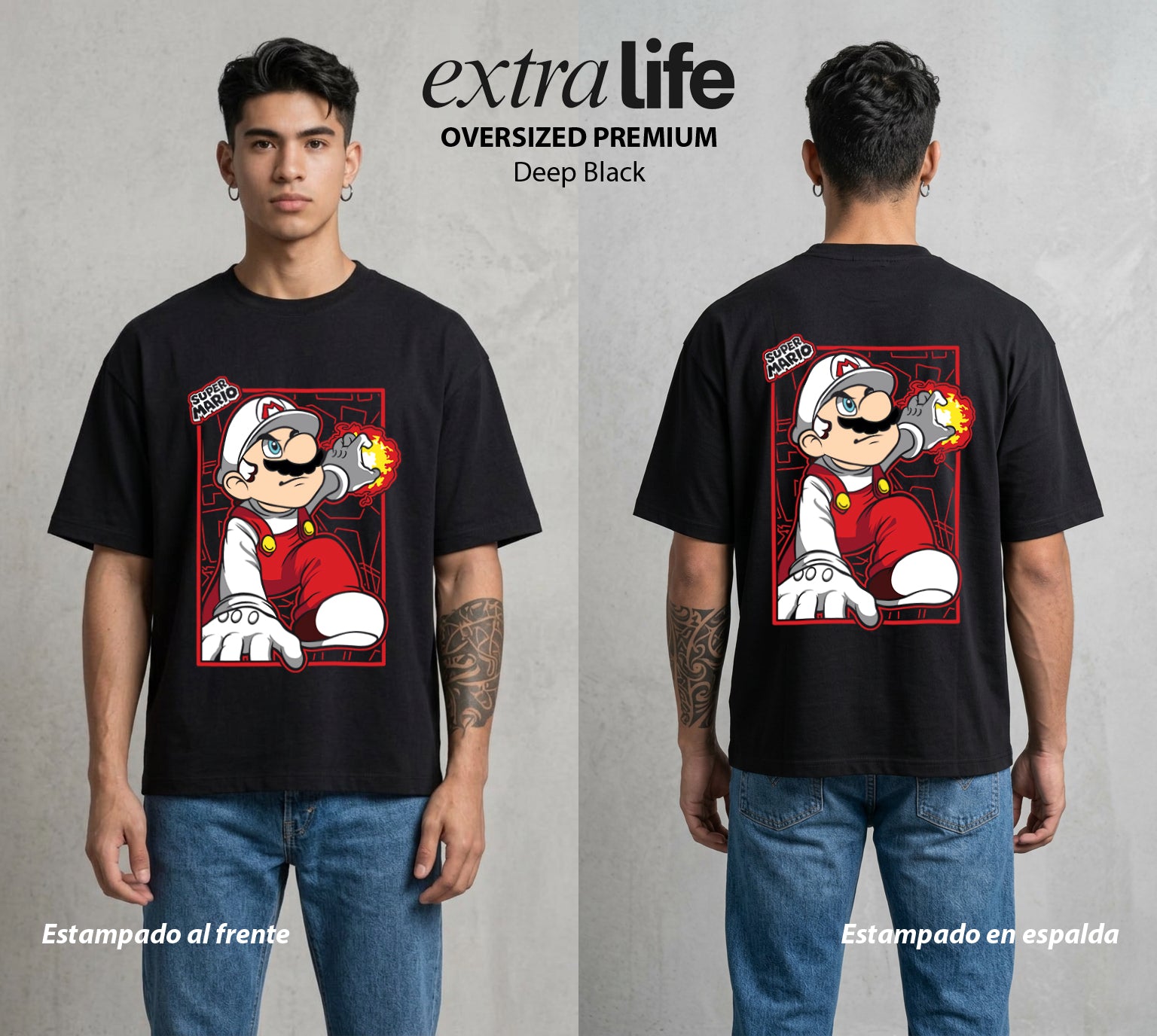 El Reino del Fontanero | El Fontanero Estelar #04246 - Playera Oversized Premium | Deep Black - Foto en modelo