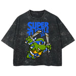 Playera streetwear premium de anime y gaming ExtraLife MX, corte boxy deluxe mineral wash heavyweight en color Acid Wash, moda urbana mexicana de culto.