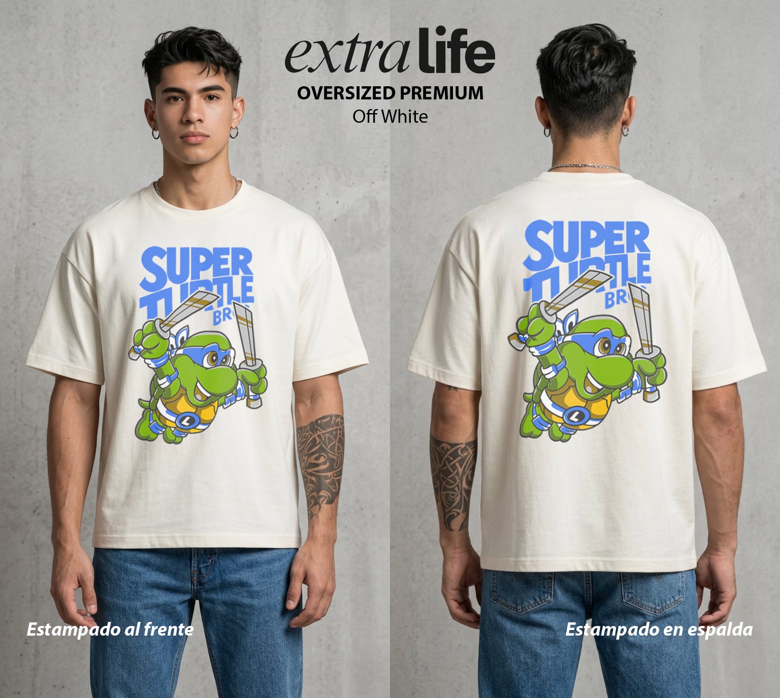 El Reino del Fontanero | El Fontanero Estelar #04247 - Playera Oversized Premium | Off White - Foto en modelo