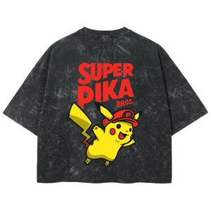 Playera streetwear premium de anime y gaming ExtraLife MX, corte boxy deluxe mineral wash heavyweight en color Acid Wash, moda urbana mexicana de culto.