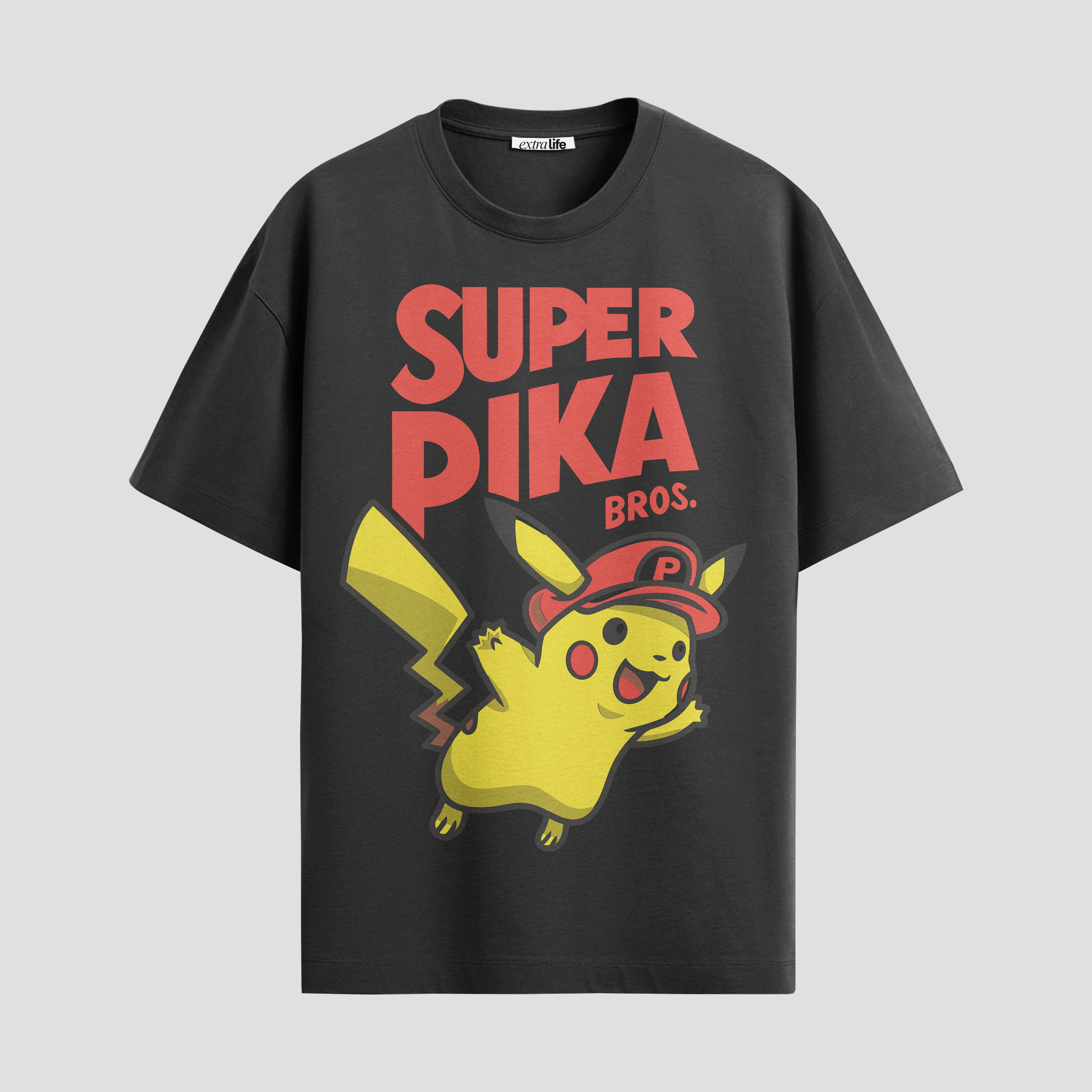 Playera urbana de anime y gaming ExtraLife MX, corte Standard Fit unisex ligero y transpirable en color Deep Black y Pure White, ropa de uso diario para gym y casual.