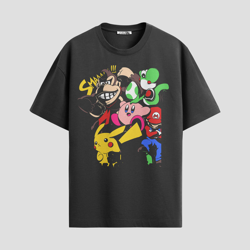 Playera urbana de anime y gaming ExtraLife MX, corte Standard Fit unisex ligero y transpirable en color Deep Black y Pure White, ropa de uso diario para gym y casual.