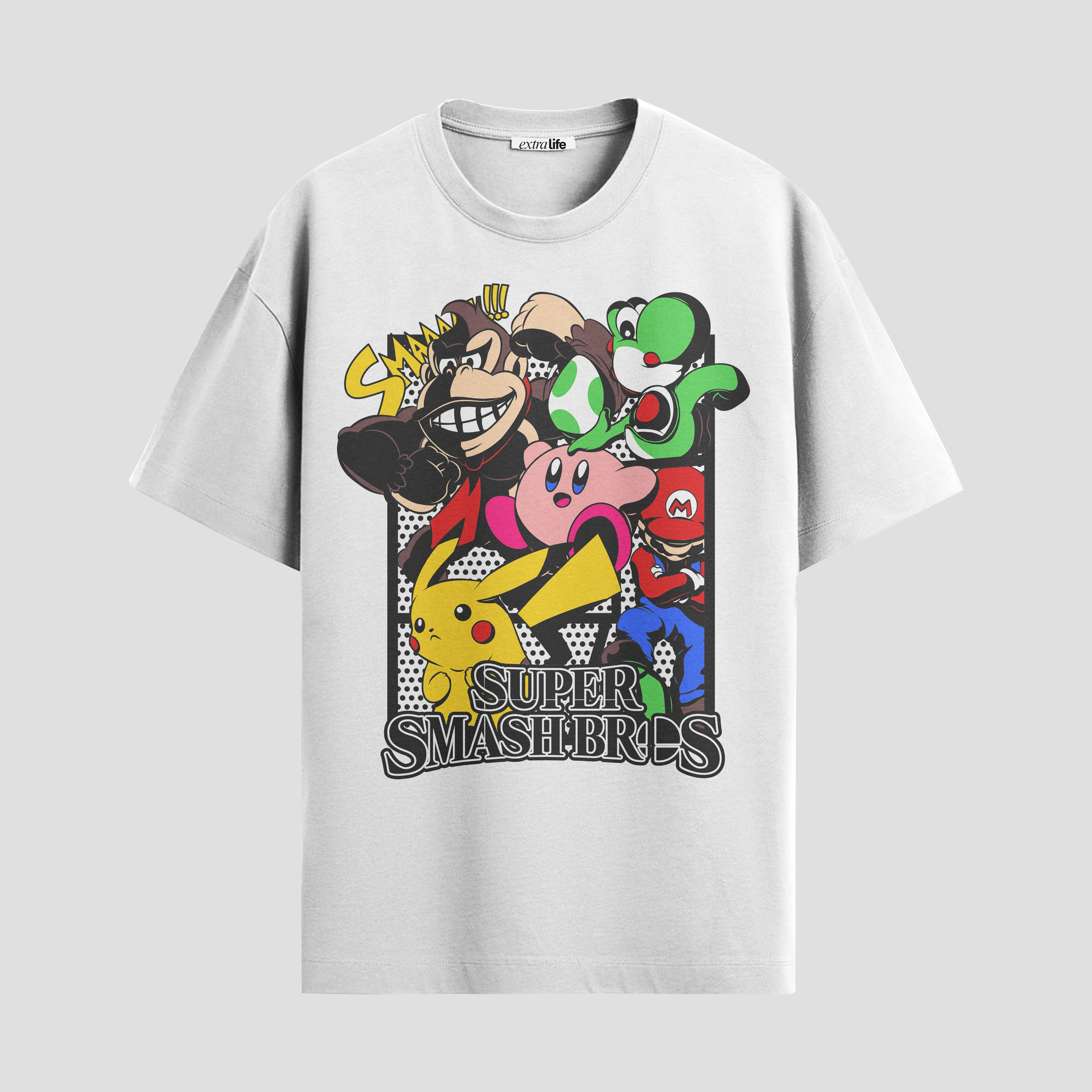Playera urbana de anime y gaming ExtraLife MX, corte Standard Fit unisex ligero y transpirable en color Deep Black y Pure White, ropa de uso diario para gym y casual.