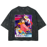 Playera streetwear premium de anime y gaming ExtraLife MX, corte boxy deluxe mineral wash heavyweight en color Acid Wash, moda urbana mexicana de culto.