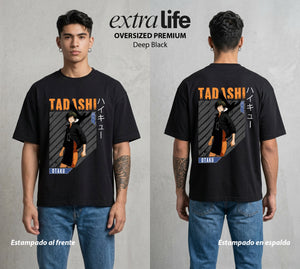 El Vuelo del Voleibol | El Servidor del Equipo #04260 - Playera Oversized Premium | Deep Black - Foto en modelo