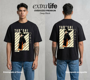 El Vuelo del Voleibol | El Pinch Server #04261 - Playera Oversized Premium | Deep Black - Foto en modelo