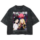 Playera streetwear premium de anime y gaming ExtraLife MX, corte boxy deluxe mineral wash heavyweight en color Acid Wash, moda urbana mexicana de culto.