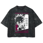 Playera streetwear premium de anime y gaming ExtraLife MX, corte boxy deluxe mineral wash heavyweight en color Acid Wash, moda urbana mexicana de culto.