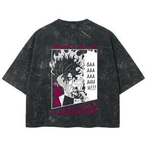 Playera streetwear premium de anime y gaming ExtraLife MX, corte boxy deluxe mineral wash heavyweight en color Acid Wash, moda urbana mexicana de culto.