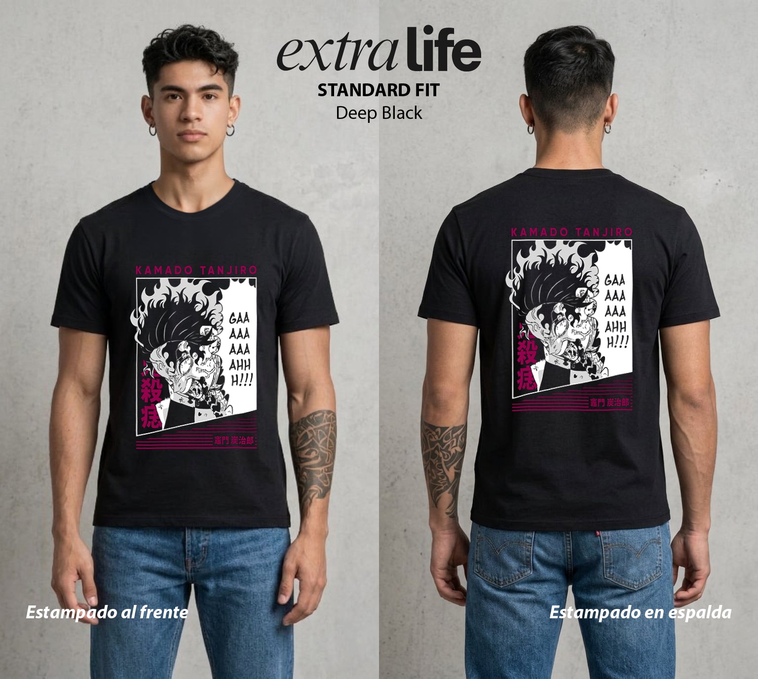 Cazadores de la Noche | El Cazador del Agua #04267 - Playera Standard Fit | Deep Black - Foto en modelo
